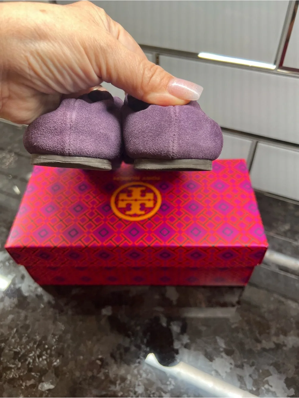 Tory Burch Purple Suede Reva Ballet Flats – 7.5